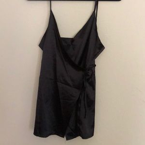 Black satin slip